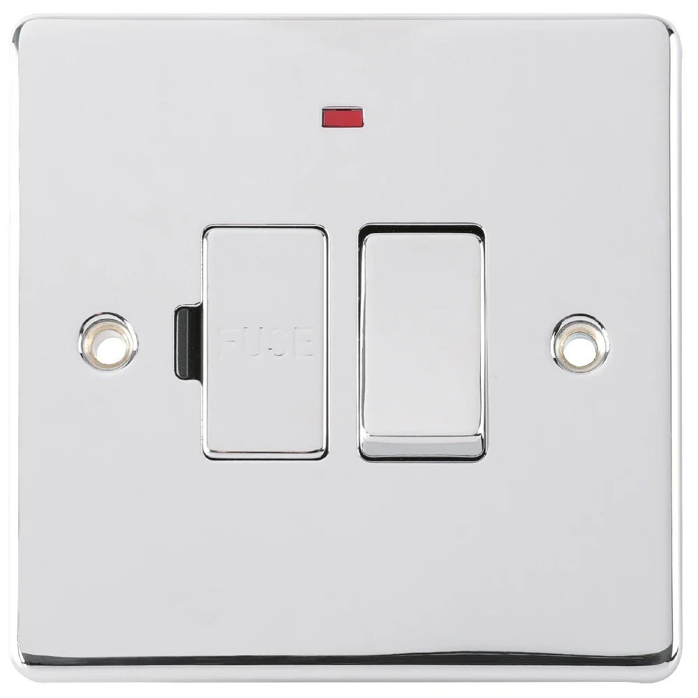 D-FS13DPN-PCM 13A Switched Fused Spur c/w Neon Metal Insert Polished Chrome